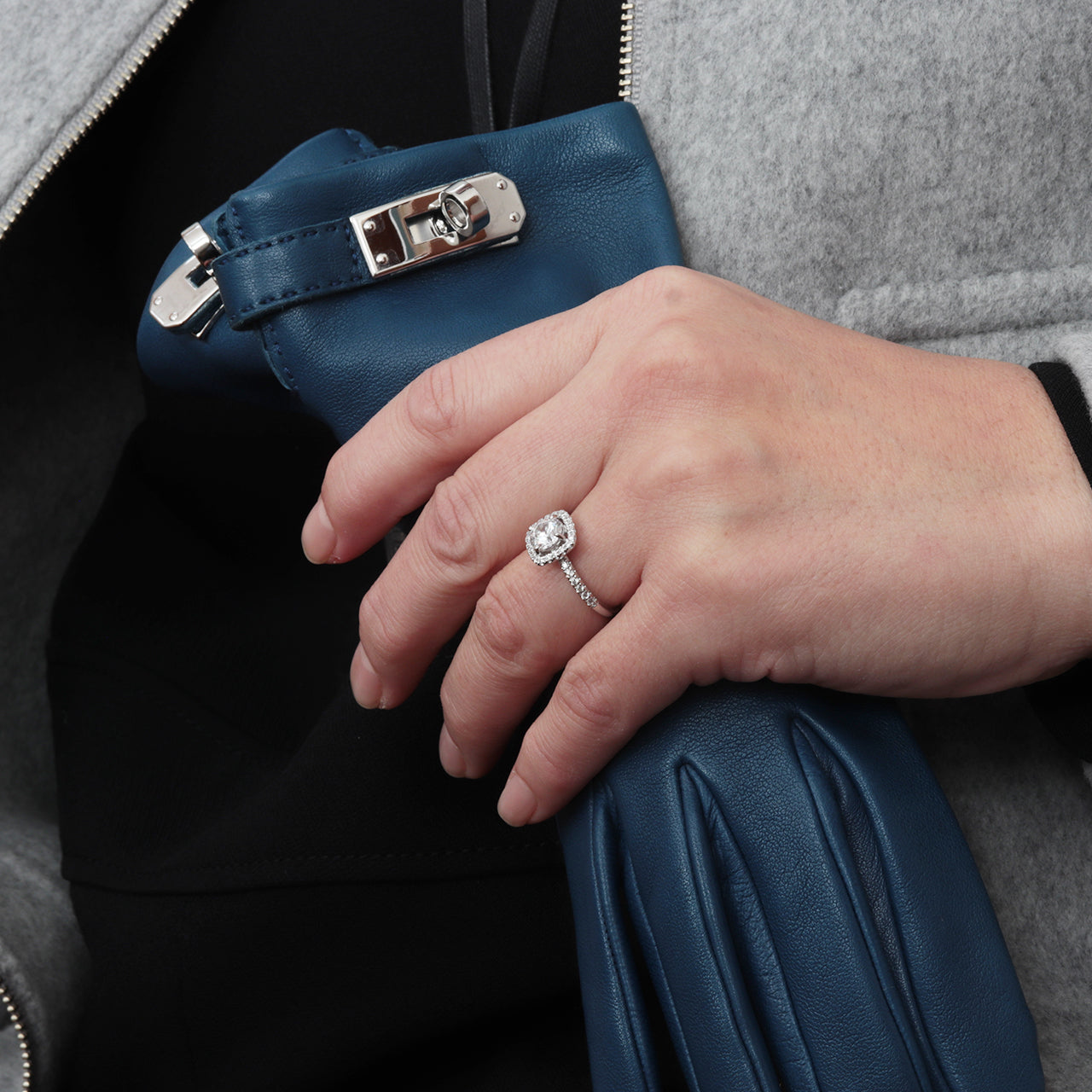 【オーダー】1ct ・ラウンドカット・リング｜Square Halo